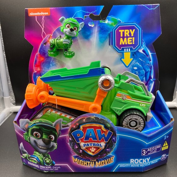 PAW Patrol: The Mighty Movie Recycle Truck with Lights, Sounds & Rocky Figure - Picture 1 of 2